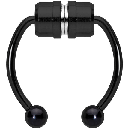 Black Magnetic Septum Ring Horseshoe Non-Pierced Fake Nose Ring