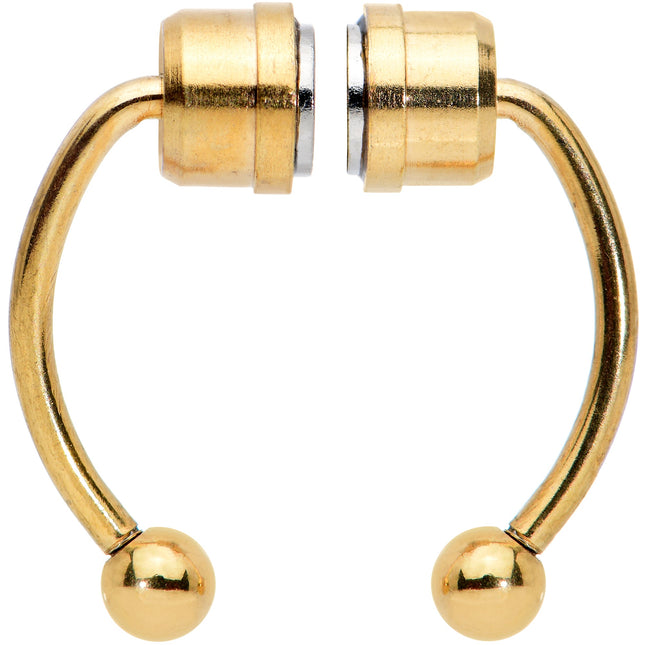 Gold Tone Magnetic Septum Ring Horseshoe Non-Pierced Fake Nose Ring