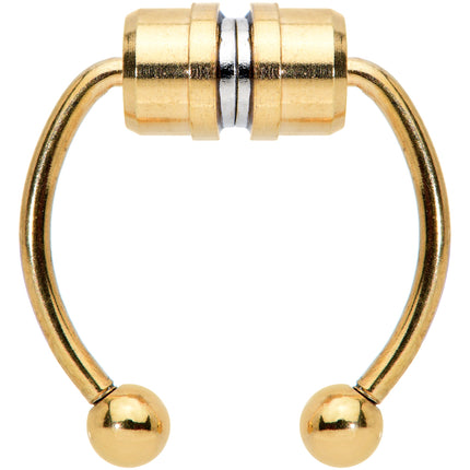 Gold Tone Magnetic Septum Ring Horseshoe Non-Pierced Fake Nose Ring