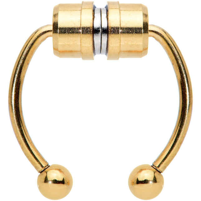 Gold Tone Magnetic Septum Ring Horseshoe Non-Pierced Fake Nose Ring