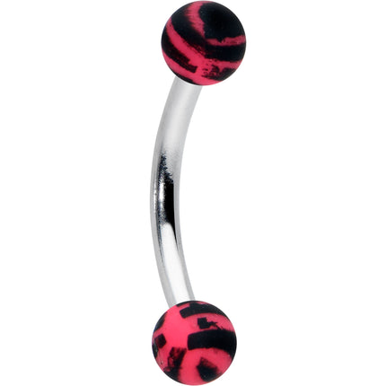 16G 5/16 Matte Pink Zebra Stripe Curved Eyebrow Ring