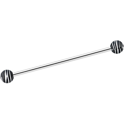 14G Matte Black Zebra Stripe Industrial Barbell 38mm