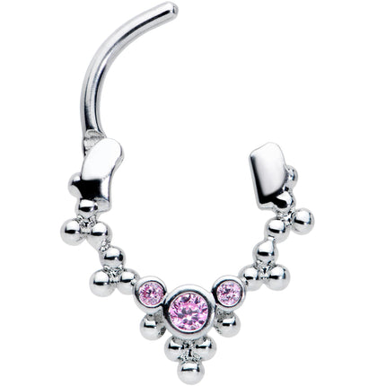 16G 5/16 Pink CZ Gem Princess Cartilage Clicker