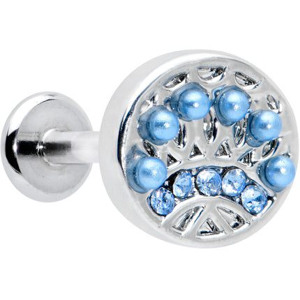 16G 5/16 Blue Gem Geometric Blues Pattern Labret Monroe Tragus