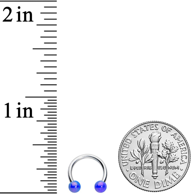 16G 5/16 Iridescent Purple Ball Ends Horseshoe Circular Barbell