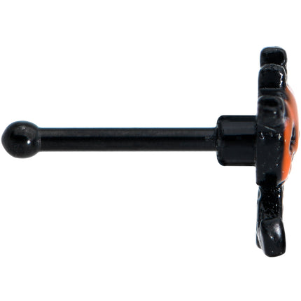 20G 1/4 Black Dancing Skeleton Pumpkin Halloween Nose Bone