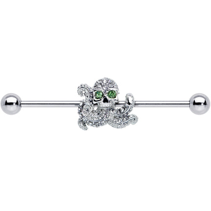 14G Clear Green Gem Sunglasses Octopus Industrial Barbell 38mm