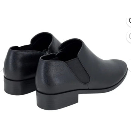 Kensie Womens Size 7.5 Black Faux Leather Sammy Ankle Slide On Booties Boots
