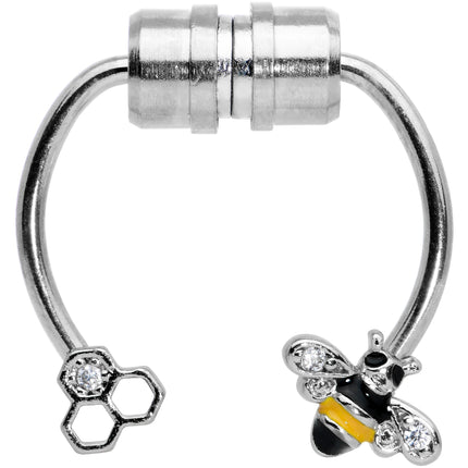 Clear Gem Bee Hive Non Pierced Magnetic Clip On Fake Septum Ring