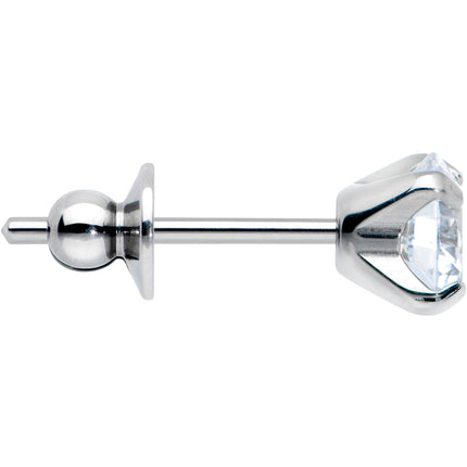 Clear CZ Gem 5mm G23 Titanium Post Stud Earrings