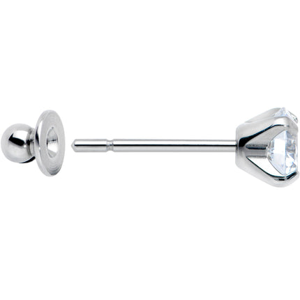 Clear CZ Gem 5mm G23 Titanium Post Stud Earrings