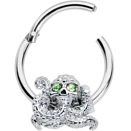 16G 3/8 Green Gem Sunglasses Octopus Hinged Segment Ring