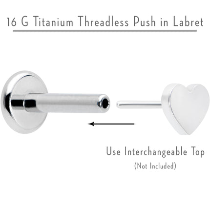 16G 1/4 G23 Titanium Threadless Post Only Labret Tragus