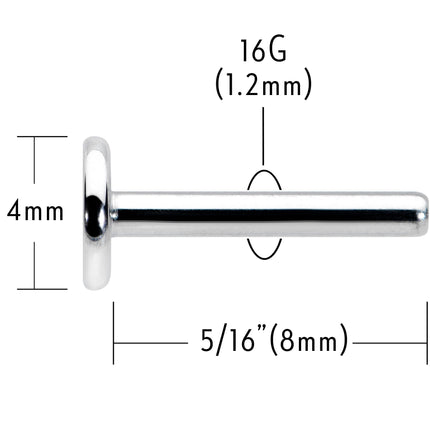 16G 5/16 G23 Titanium Threadless Post Only Labret Monroe Tragus