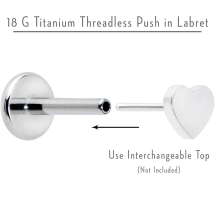18G 1/4 G23 Titanium Threadless Post Only Labret Tragus
