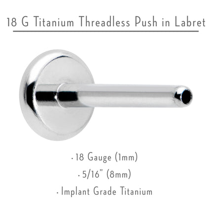 18G 5/16 G23 Titanium Threadless Post Only Labret Tragus Nose