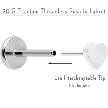 20G 1/4 G23 Titanium Threadless Post Only Labret Tragus Nose