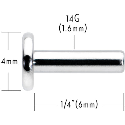 14G 1/4 G23 Titanium Threadless Post Only Labret Monroe Tragus
