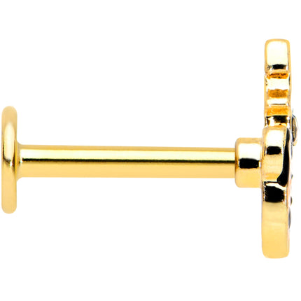16G 5/16 Gold Tone Pumpkin Black Cat Halloween Labret Tragus