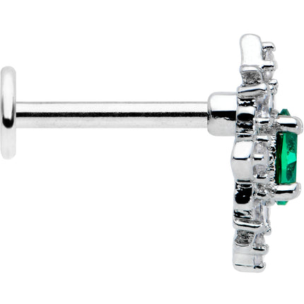 16G 5/16 Green Gem Ornate Art Deco Labret Monroe Tragus