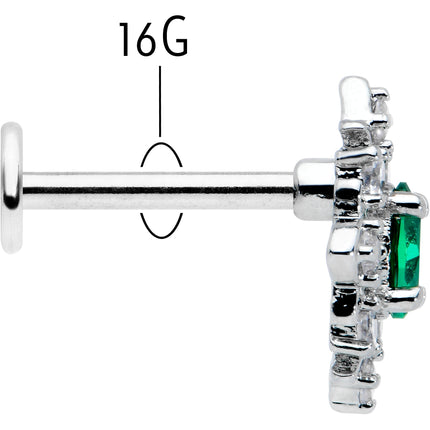 16G 5/16 Green Gem Ornate Art Deco Labret Monroe Tragus