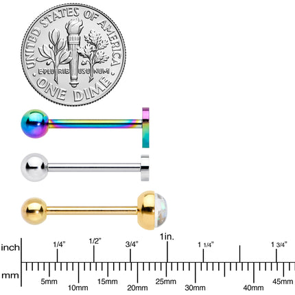 White Faux Opal Rainbow Infinity Heart Barbell Tongue Ring Set of 3
