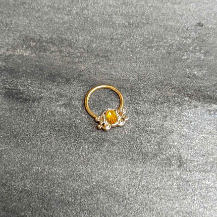 16G 3/8 Yellow Gem Gold Tone Duet Scroll Hinged Segment Ring