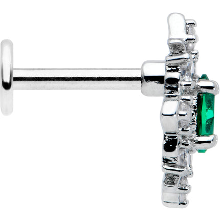 16G 1/4 Green Gem Ornate Art Deco Labret Monroe Tragus
