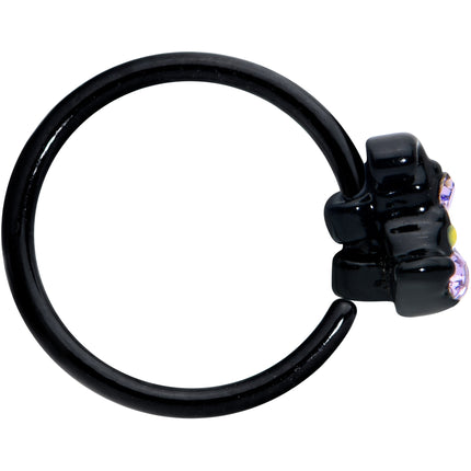 20G 5/16 Clear Gem Black Witch Hat Halloween Nose Hoop