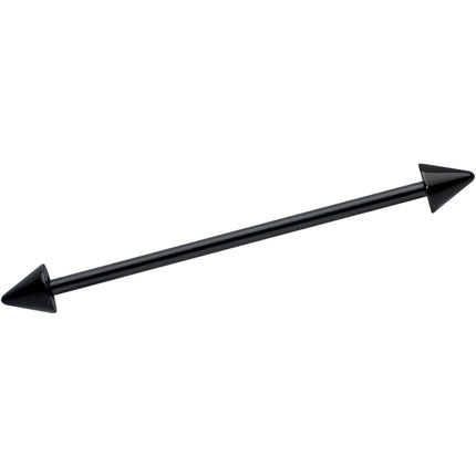 14G Black Cone End Lips Heart Industrial Barbell 38mm Set of 2