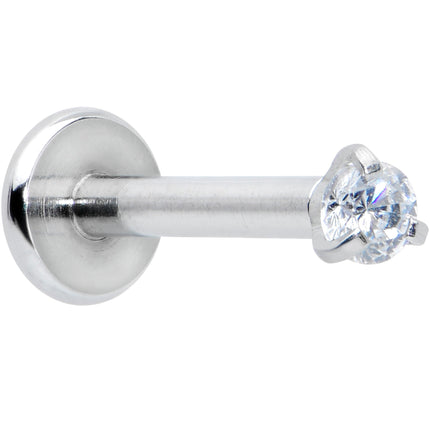 16G 5/16 Clear Gem 2mm Internally Threaded Labret Monroe Tragus