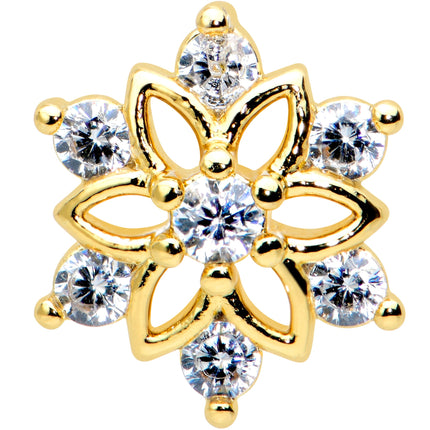 16G 5/16 Clear Gem Gold Tone Flower Snowflake Christmas Labret Tragus