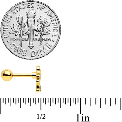 16G 1/4 Clear Gem Gold Tone Retro Palm Tree Cartilage Tragus