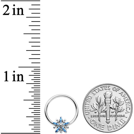 16G 3/8 Snowflake Blues Christmas BCR Captive Charm Ring