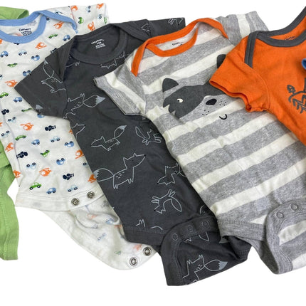 Lot of 7 Baby Boys 3-6 Months Gerber One Piece Short Sleeve Animal Stripes Cars