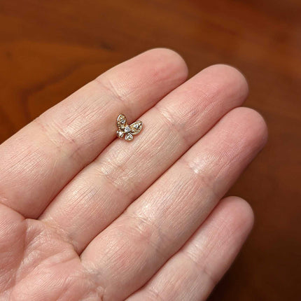 16G 5/16 Clear Gem Rose Gold Tone Airy Butterfly Labret Tragus