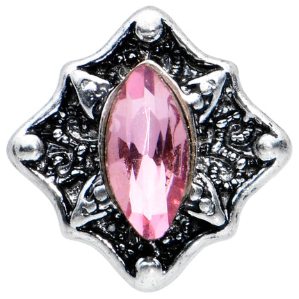 20G 1/4 Pink Gem Rhombus Retro Nose Bone
