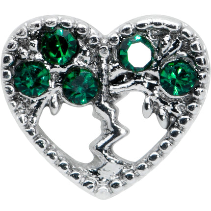16G 5/16 Green Gem Heart Tree Valentine Labret Monroe Tragus