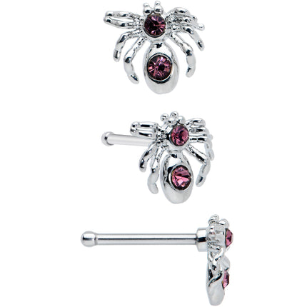 20G 1/4 Pink Gem Spider Witch Halloween Nose Bone Set of 3