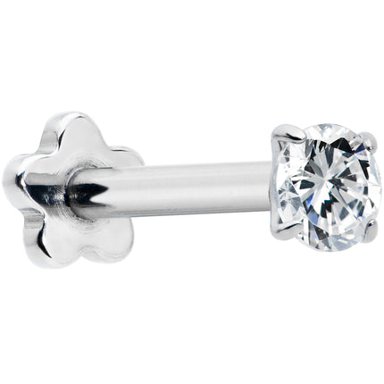 16G 5/16 Clear CZ G23 Titanium Threadless Flower Labret Tragus