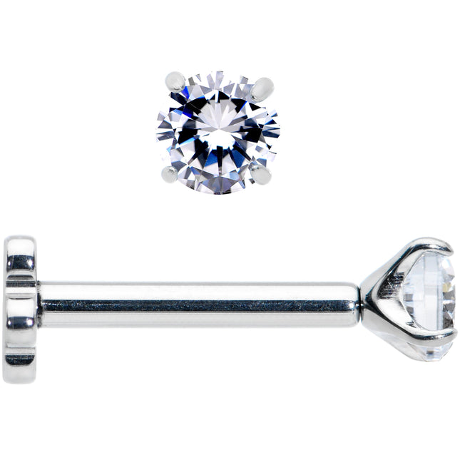 16G 5/16 Clear CZ G23 Titanium Threadless Flower Labret Tragus