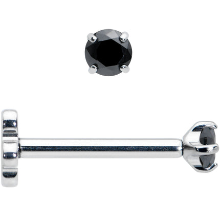 18G 5/16 Black CZ G23 Titanium Threadless Flower Labret Tragus