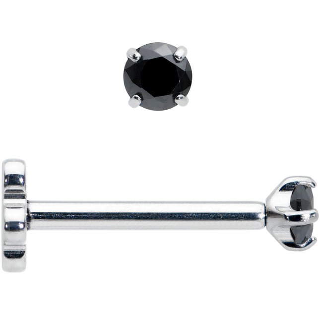 18G 5/16 Black CZ G23 Titanium Threadless Flower Labret Tragus