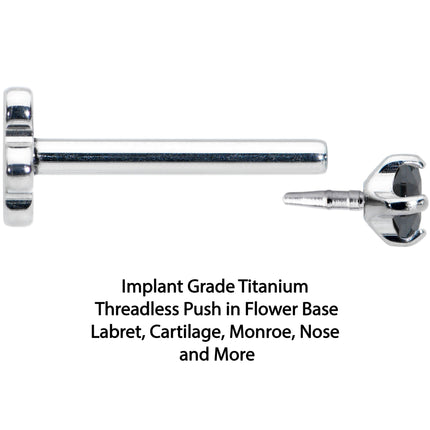 18G 5/16 Black CZ G23 Titanium Threadless Flower Labret Tragus
