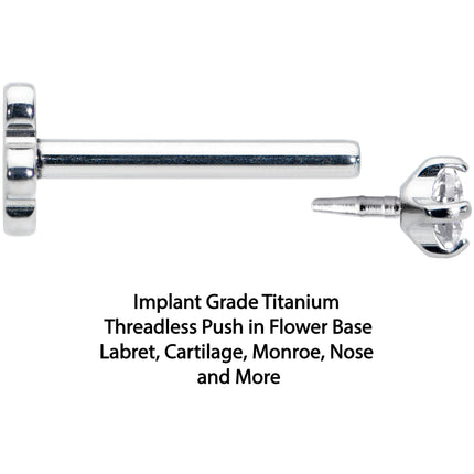 18G 5/16 Clear CZ G23 Titanium Threadless Flower Labret Tragus