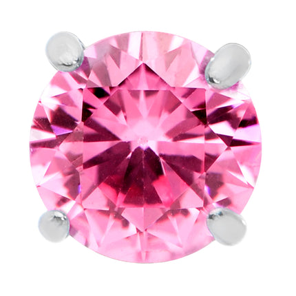 18G 5/16 Pink CZ Gem G23 Titanium Threadless Flower Labret Tragus