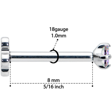 18G 5/16 Vitrail CZ G23 Titanium Threadless Flower Labret Tragus