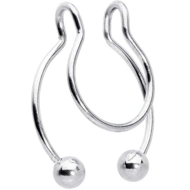 Horseshoe Ball Fake Septum Ring Nipple and Clip on Earring