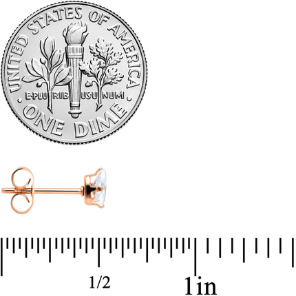 CZ Teardrop Clear Rose Gold Tone Stainless Steel Stud Earrings 3mm to 7mm