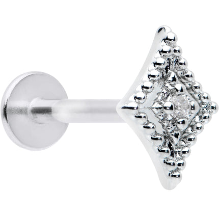 16G 5/16 Clear Gem Deco Textured Rhombus Labret Monroe Tragus
